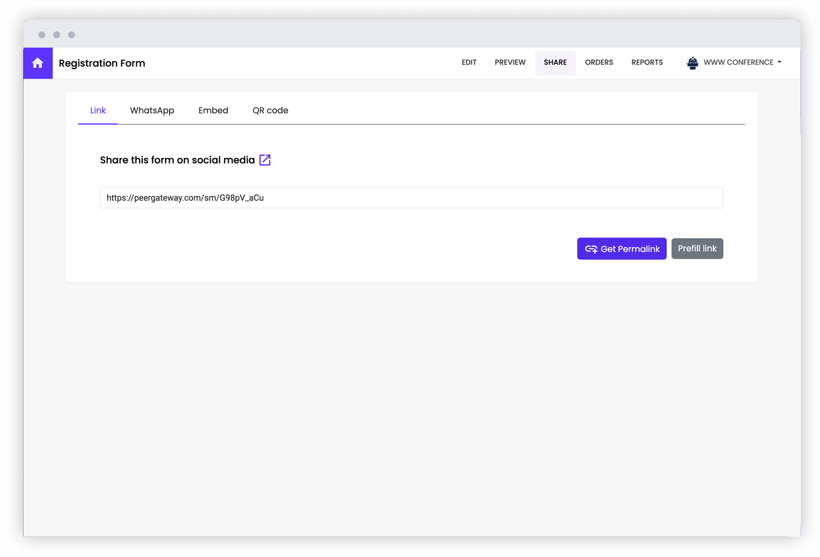 Share your form link on social media, email to collect responses